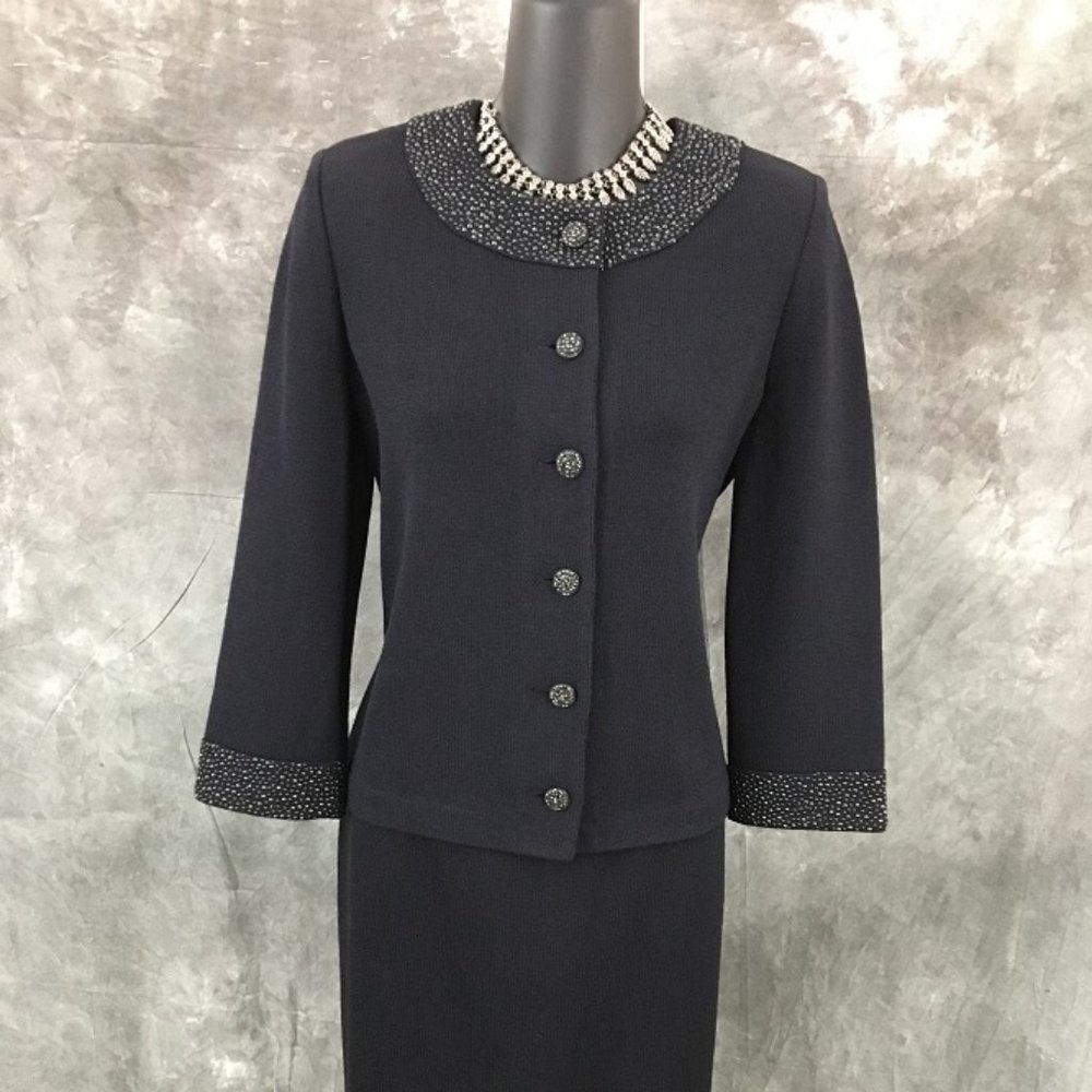 st john evening knit black jacket size 4